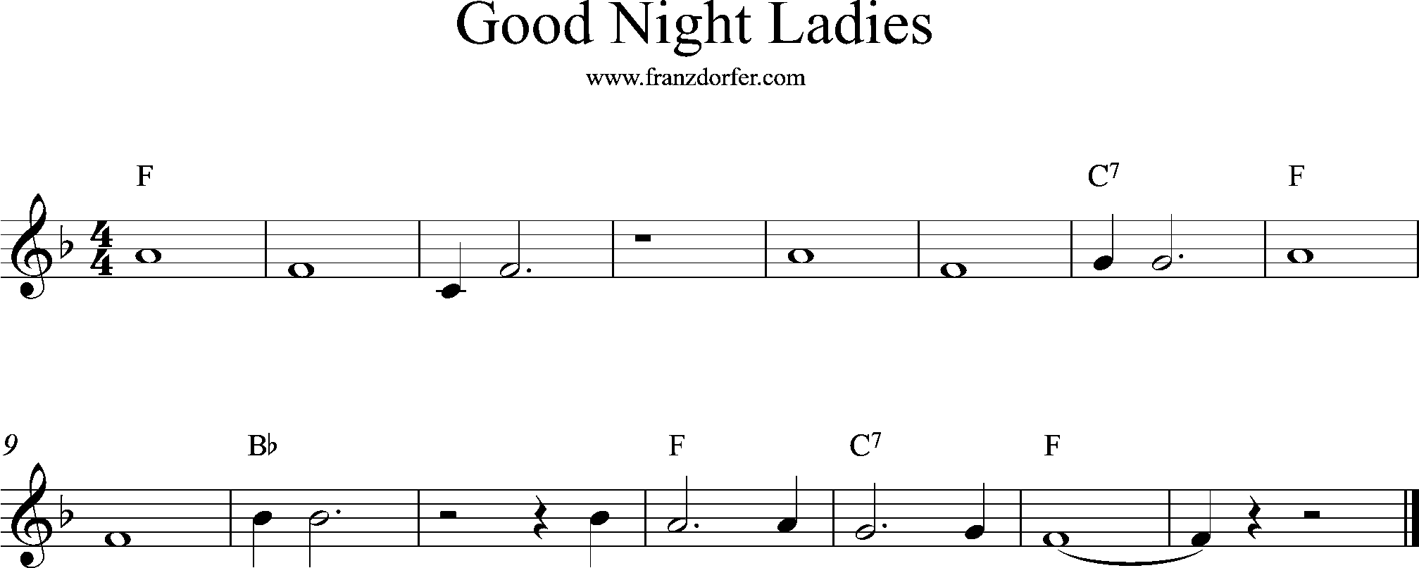 noten, F-Dur, Good night ladies